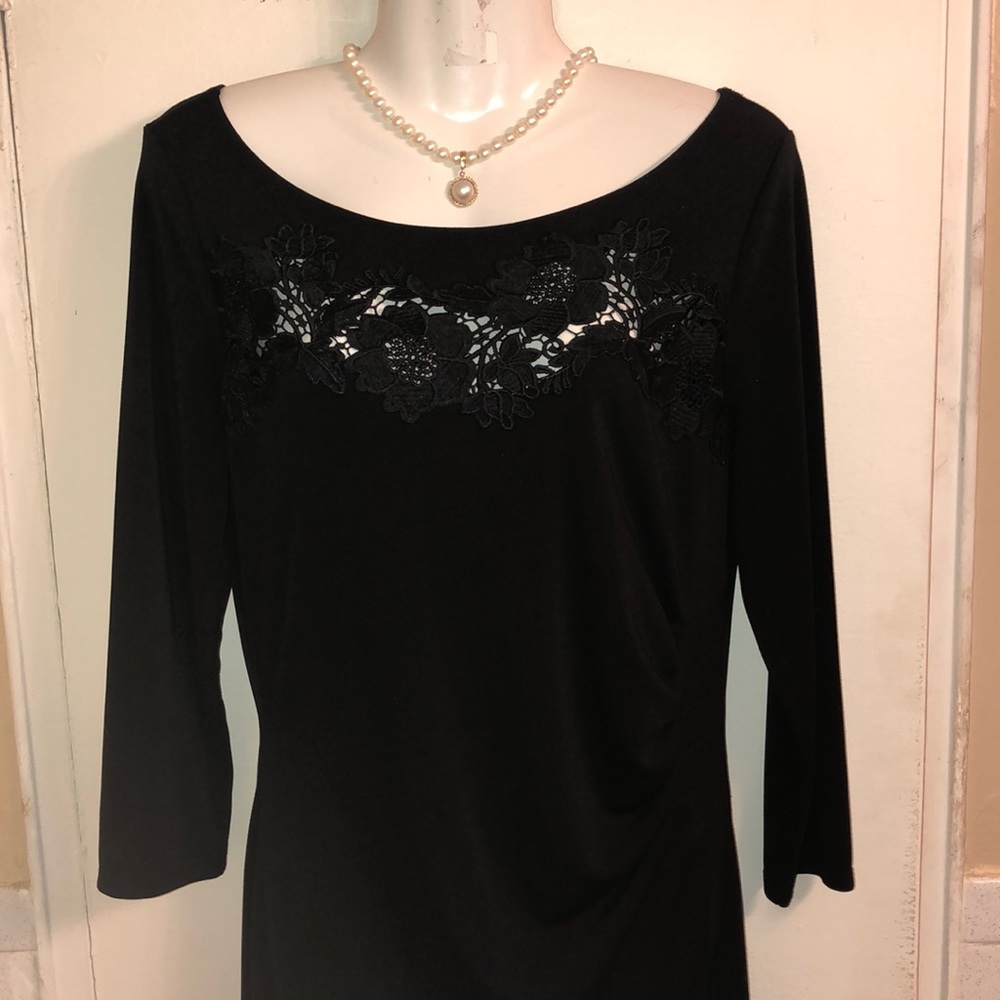 Tahari Dress with Appliqué lace top